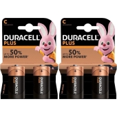 Duracell Plus Power Duralock Alkaline C/LR14 multipack 1.5V (2 x blister 2)