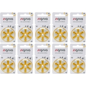 Multipack de piles pour aides auditives Siemens Signia 10 (10 x blister 6)